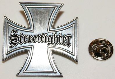 Streetfighter Eisernes Kreuz Iron Cross Biker l Anstecker l Abzeichen l Pin 326