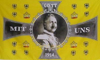 Fahne - Gott mit uns Kaiser Wilhelm II (Flagge / 1. WK / Kaiserreich / 150x90cm)