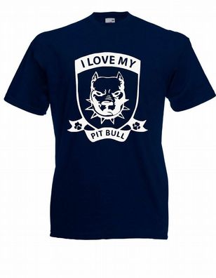 Herren T-Shirt I love my Pitbull bis 5XL (Hunde)