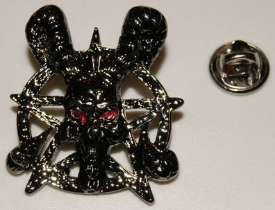 Satan Pentagramm rote Augen Alchemie Skull Gothi l Anstecker Abzeichen l Pin 68