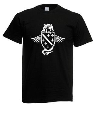 Herren T-Shirt Bosnien Wappen mit Drachen Größe bis 5XL