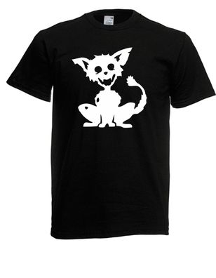 Herren T-Shirt Zombie Cat Größe bis 5XL