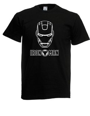 Herren T-Shirt Iron Man Mask & Logo Größe bis 5XL