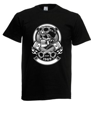 Herren T-Shirt Vintage Biker Skull bis 5XL