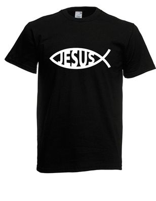 Herren T-Shirt God Jesus Fish Chritian Sign Kirche Chruch Symbol Größe bis 5XL
