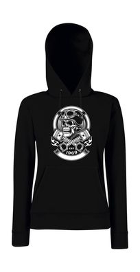 Vintage Biker Skull Girlie Kapuzenpullover