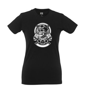 Vintage Biker Skull, Girlie Shirt