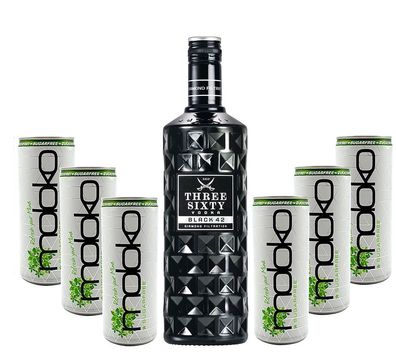 Three Sixty Black Vodka Wodka Set - Three Sixty Black Vodka 0,7L 700ml (42% Vol