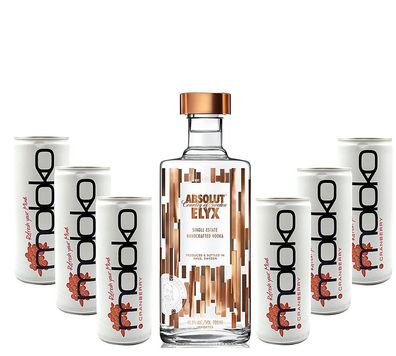 Absolut Elyx Vodka Wodka Set - Absolut Elyx 0,7L (42,3%Vol) + 6x Moloko Cranber