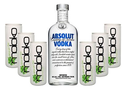Absolut Vodka Wodka Set - Absolut Vodka 0,7l 700ml (40% Vol) + 6x Moloko 250ml