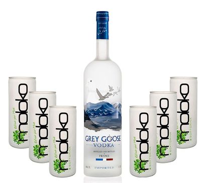 Grey Goose Vodka Wodka Set - Grey Goose Vodka 0,7l 700ml (40% Vol) + 6x Moloko