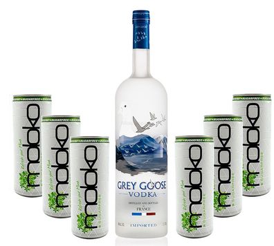 Grey Goose Vodka Wodka Set - Grey Goose Vodka 0,7l 700ml (40% Vol) + 6x Moloko