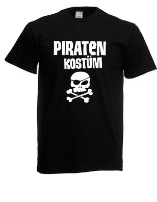 Herren T-Shirt Piratenkostüm mit Augenklappe Karneval Fasching Größe bis 5XL