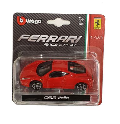 Bburago Ferrari Race & Play Modellauto 458 Italia 1:43 Spielzeugauto Auto