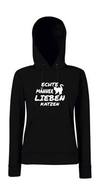 Echte Männer lieben Katzen! l Girlie Kapuzenpullover