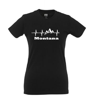Heartbeat Mountains I Montana Berge Herzschlag EKG I Fun I Spruch I Girlie Shirt