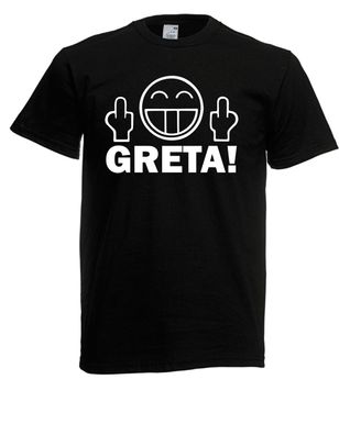 Herren T-Shirt l Stinkefinge Fuck You Greta lustiges Gesicht l Größe bis 5XL