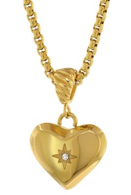 trendor Schmuck Damen-Halskette Herz-Anhänger Gold auf Edelstahl Venezia-Kette 75882