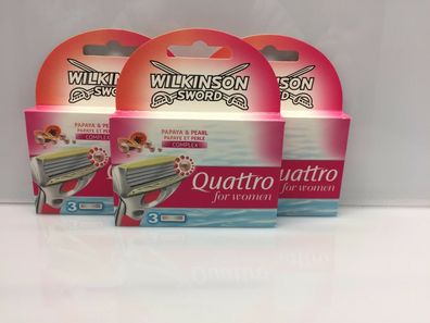 9x Wilkinson Quattro for women Rasierklingen Papaya Pearl Neu Original verpackt