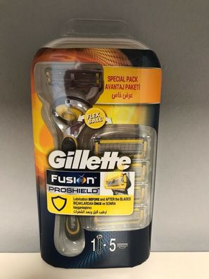 5x Gillette Fusion Proshield Flexball Rasierklingen+ Rasierer in OVP + NEU
