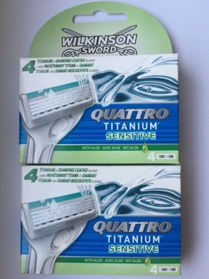 8x Wilkinson Sword Quattro Titanium Sensitive Rasierklingen NEU