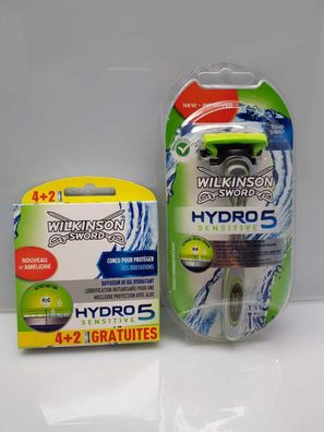 9 Wilkinson Sword Hydro 5 Sensitive Rasierklingen + Rasierer Neu / OVP