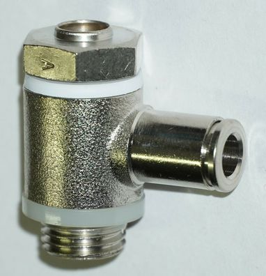 Pneumatik Drosselrückschlagventil G 1/4" - 6mm abluftregelnd Messing vern.