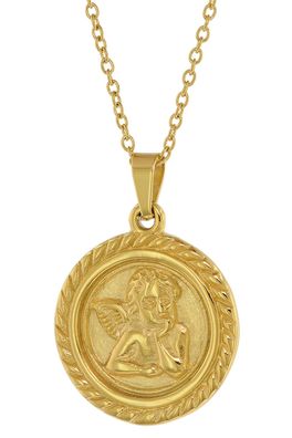 trendor Schmuck Damen-Halskette mit Engel-Anhänger Gold auf Edelstahl Ankerkette 758