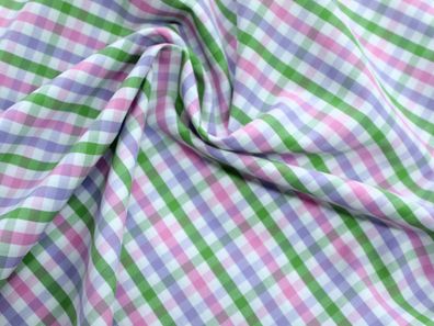 NEU Baumwollstoff, Karo , Popeline, rosa/ lila/ grün/ weiß, 0,5 m x 1,40 m