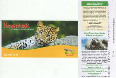 Tierpark Hagenbeck Hamburg Leopard Eintrittskarte von 2014