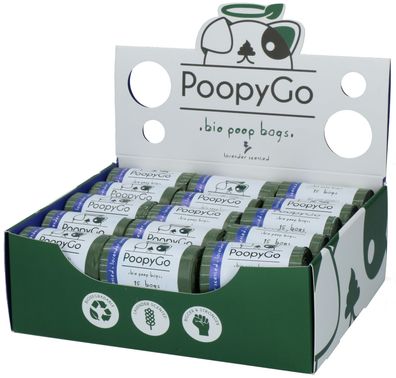PoopyGo Bio Umweltfreundlich Kotbeutel 20x15 Stück mit Lavendelduft (300 Beutel)
