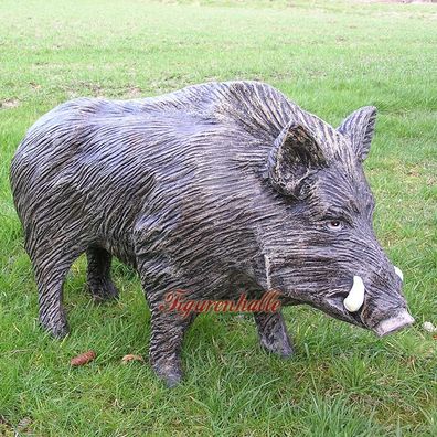 Wildschwein Eber Keiler Frischling Figur Statue Gartenfigur Wald Tierfigur groß