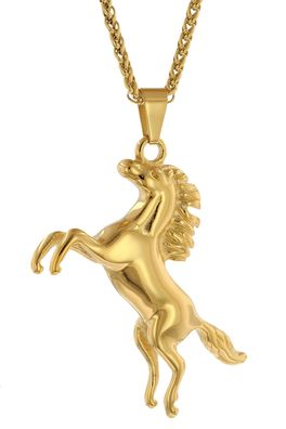 trendor Schmuck Herren-Halskette Pferd Gold auf Edelstahl 75886