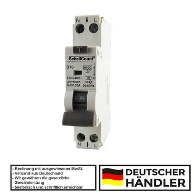 SchellCount FI/ LS-Schalter Leitungsschutzschalter/ Fi-Schalter Kombination B16