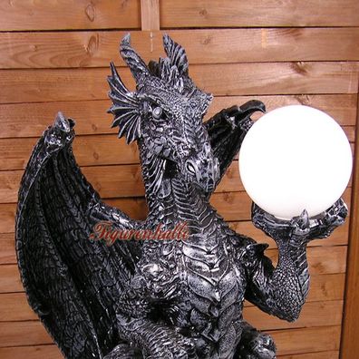 Drachenleuchter Drachen Leuchter Lampe Gothic Mystik Figur Statue Drachenlampe