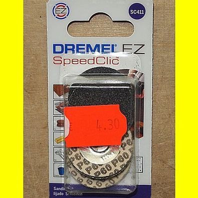 Dremel SC411 SpeedClic / 1 Packung = 6 Stück Schleifscheiben 30 mm Körnung 60 mm