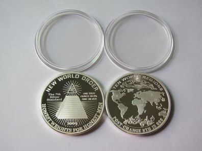 1 oz Silber Silver Silbermünze Silbermedaillie New World Order - Weltordnung