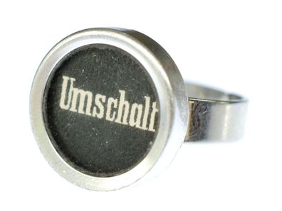 Ring Umschalt Schreibmaschinentaste Miniblings Vintage Taste Upcycling schwarz