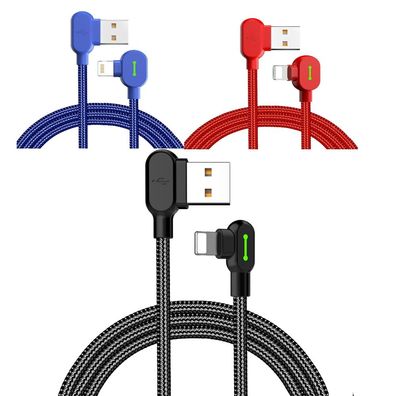 Mcdodo LED 90 Grad M Ladekabel Winkel USB Kabel abgewinkelt Nylon geflochten Schne...
