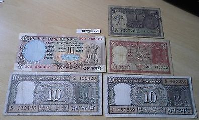 5 Banknoten 23 Rupien Indien