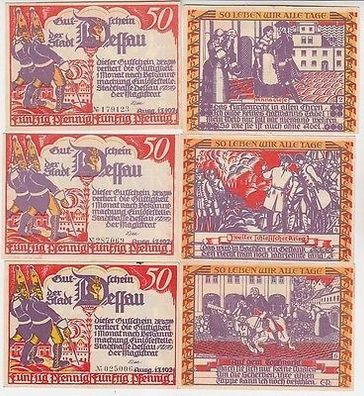 6 Banknoten Notgeld der Stadt Dessau 1921
