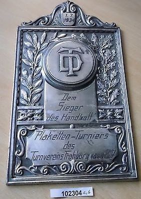 große dekorative Plakette Sieger des Handball Turnier Frohburg 1.7.1934