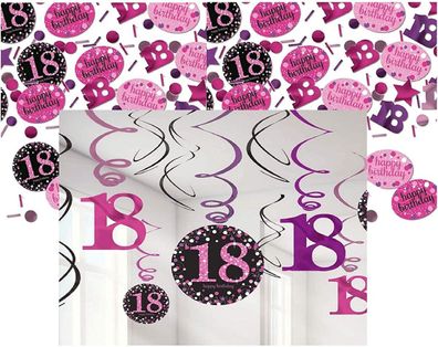 18. Geburtstag Birthday Sparkling Celebration Pink Party Deko Set Konfetti Swirl