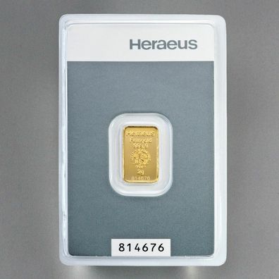 Heraeus Kinebar 2 Gramm 999.9 Gold Goldbarren Barren im Blister mit Zertifkat