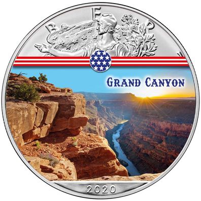 American Silber Eagle Wahrzeichen 2020 Grand Canyon Farbe 1 oz 999 Silber (6)