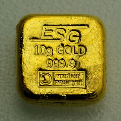 ESG Agosi 10 Gramm 999.9 Goldbarren Goldknuffel Gussbarren gegossener Barren