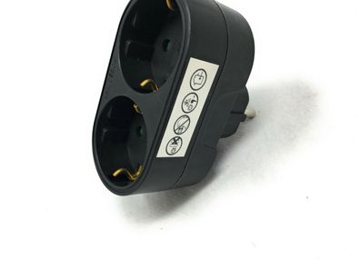 2-fach schwarz Doppelstecker Multistecker Adapter Verteiler Mehrfach Schüco