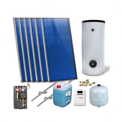 Solaranlage Warmwasser Solarpaket 6 Kollektoren Speicher Flexrohr Flachkollektor