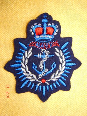Patch Badge Aufnäher Filz marine m rot u silber Stick Wappen Heraldik Anker Krone Z p