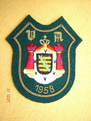 Badge Patch Aufnäher auf grün Filz Bouillonstickerei Wappen Heraldik V A 1958 Z p